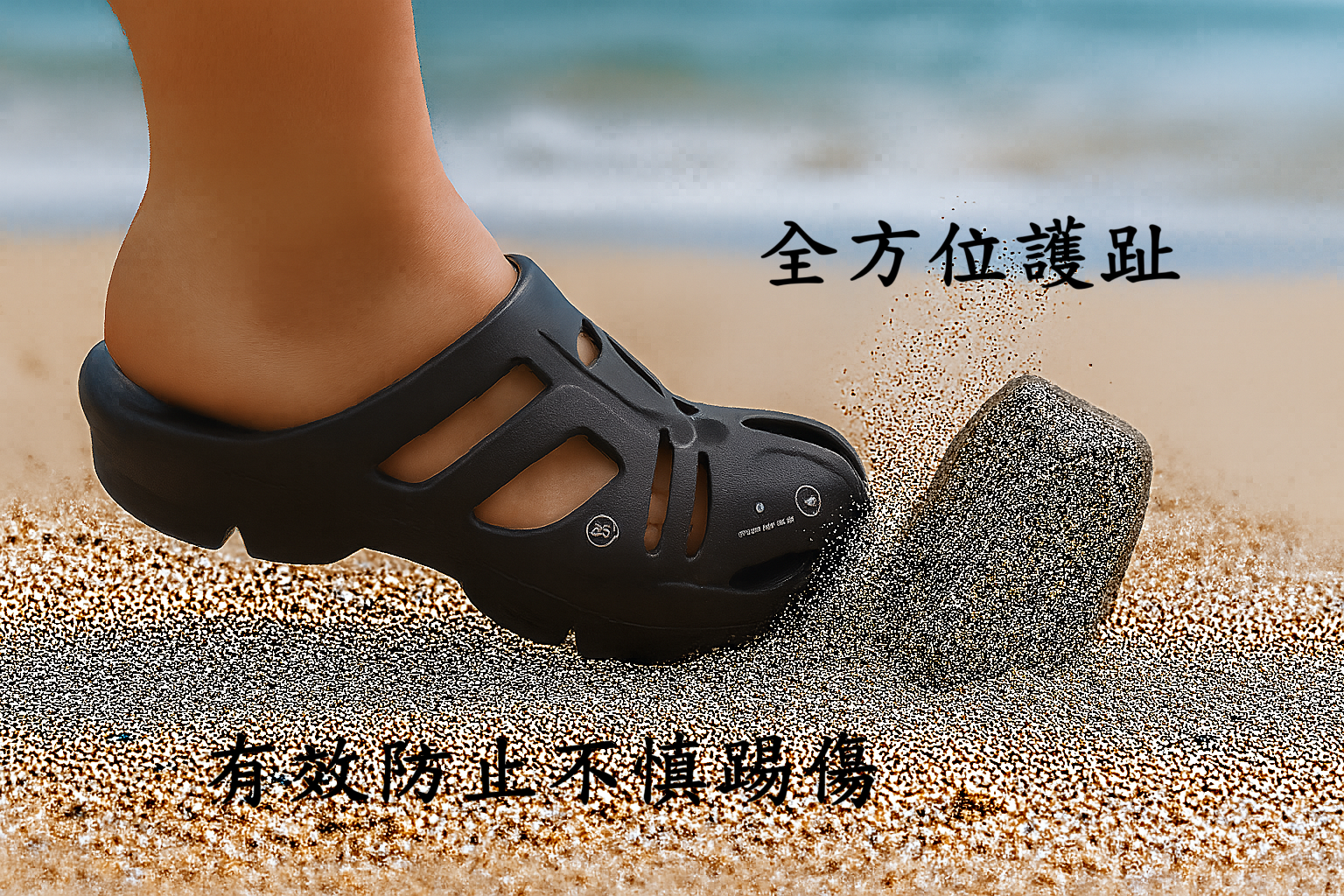 超強涉水夾腳拖鞋 Toe Protection Water Sandals - 護趾防踢設計，有效避免腳趾踢傷 / Toe guard design to prevent stubbing injuries
